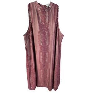 Love Fire Women’s Maroon Shift Dress Lace Overlay Sz L Retro Classy